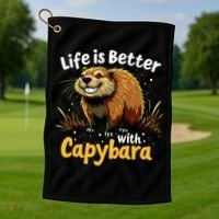 Life Is Better With Capybara Golf Towel thumb 1