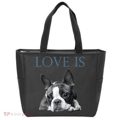 Love Is Boston Terrier Bostie Tote Bag