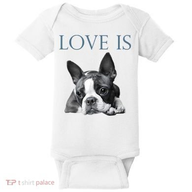 Love Is Boston Terrier Bostie Baby Bodysuit