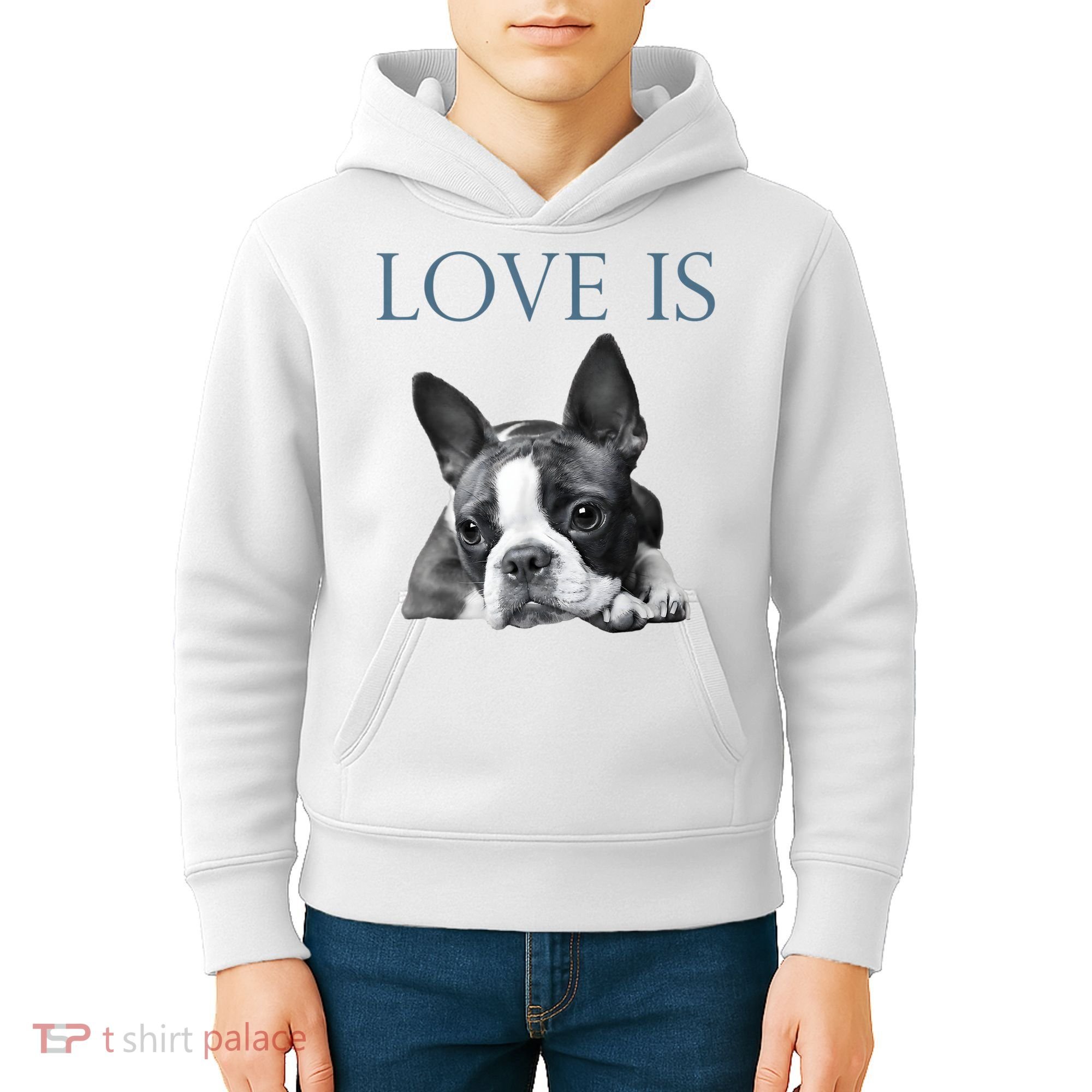 Love Is Boston Terrier Bostie Kids Hoodie