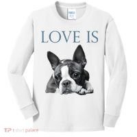 Love Is Boston Terrier Bostie Kids Long Sleeve Shirt thumb 0