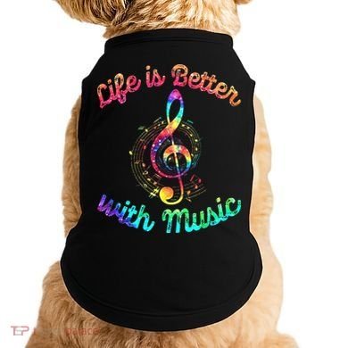 Life Is Better With Music Notes Symbol Tie Dye Musician Doggie Tank