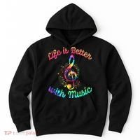 Life Is Better With Music Notes Symbol Tie Dye Musician Hoodie thumb 0