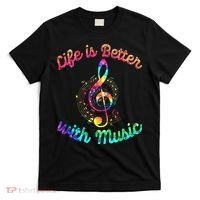 Life Is Better With Music Notes Symbol Tie Dye Musician T-Shirt thumb 0