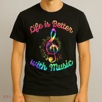 Life Is Better With Music Notes Symbol Tie Dye Musician T-Shirt thumb 3