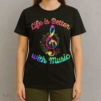 Life Is Better With Music Notes Symbol Tie Dye Musician T-Shirt thumb 4