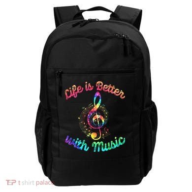 Life Is Better With Music Notes Symbol Tie Dye Musician Backpack