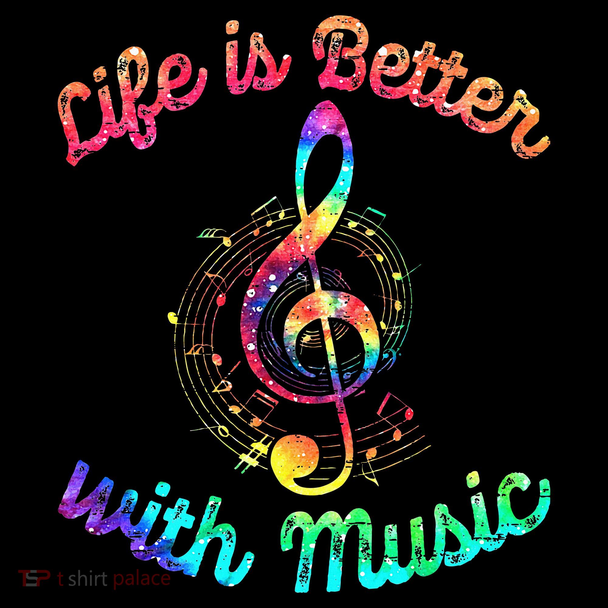 Life Is Better With Music Notes Symbol Tie Dye Musician Bucket Hat