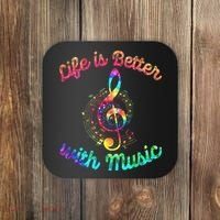 Life Is Better With Music Notes Symbol Tie Dye Musician Coaster thumb 0