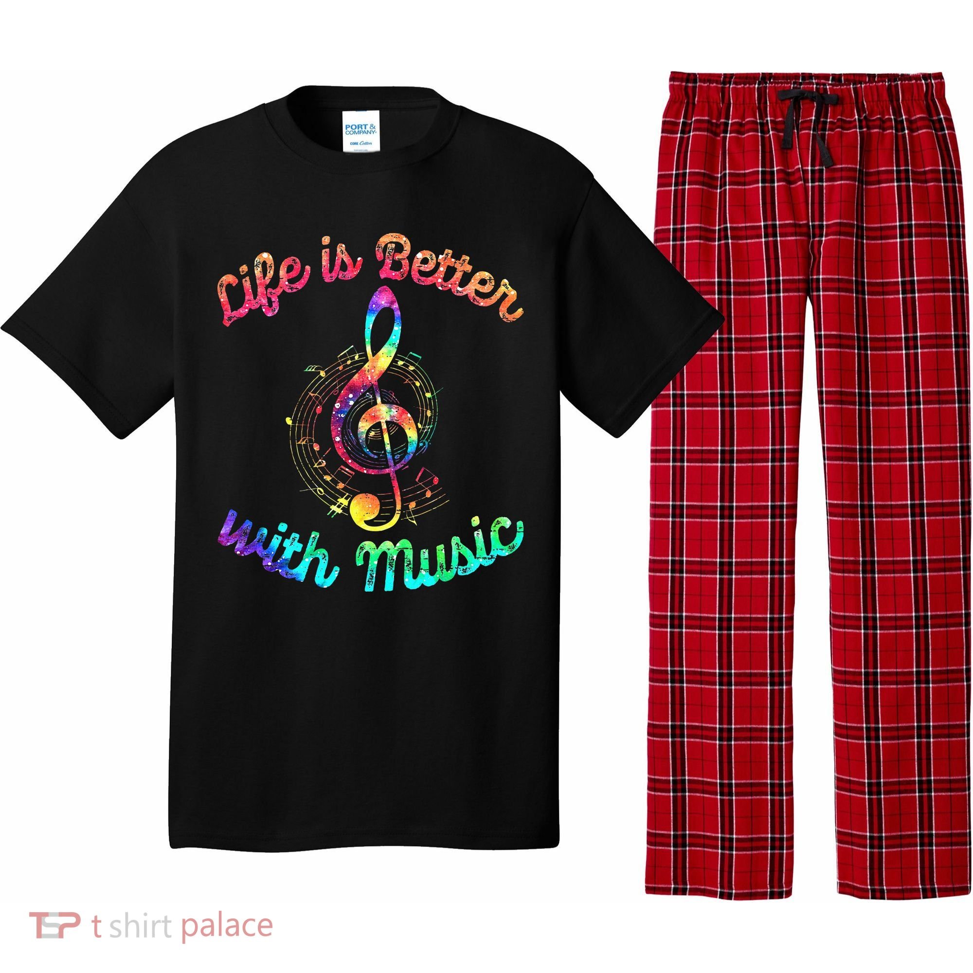 Life Is Better With Music Notes Symbol Tie Dye Musician Pajama Set