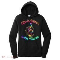 Life Is Better With Music Notes Symbol Tie Dye Musician Women's Hoodie thumb 0