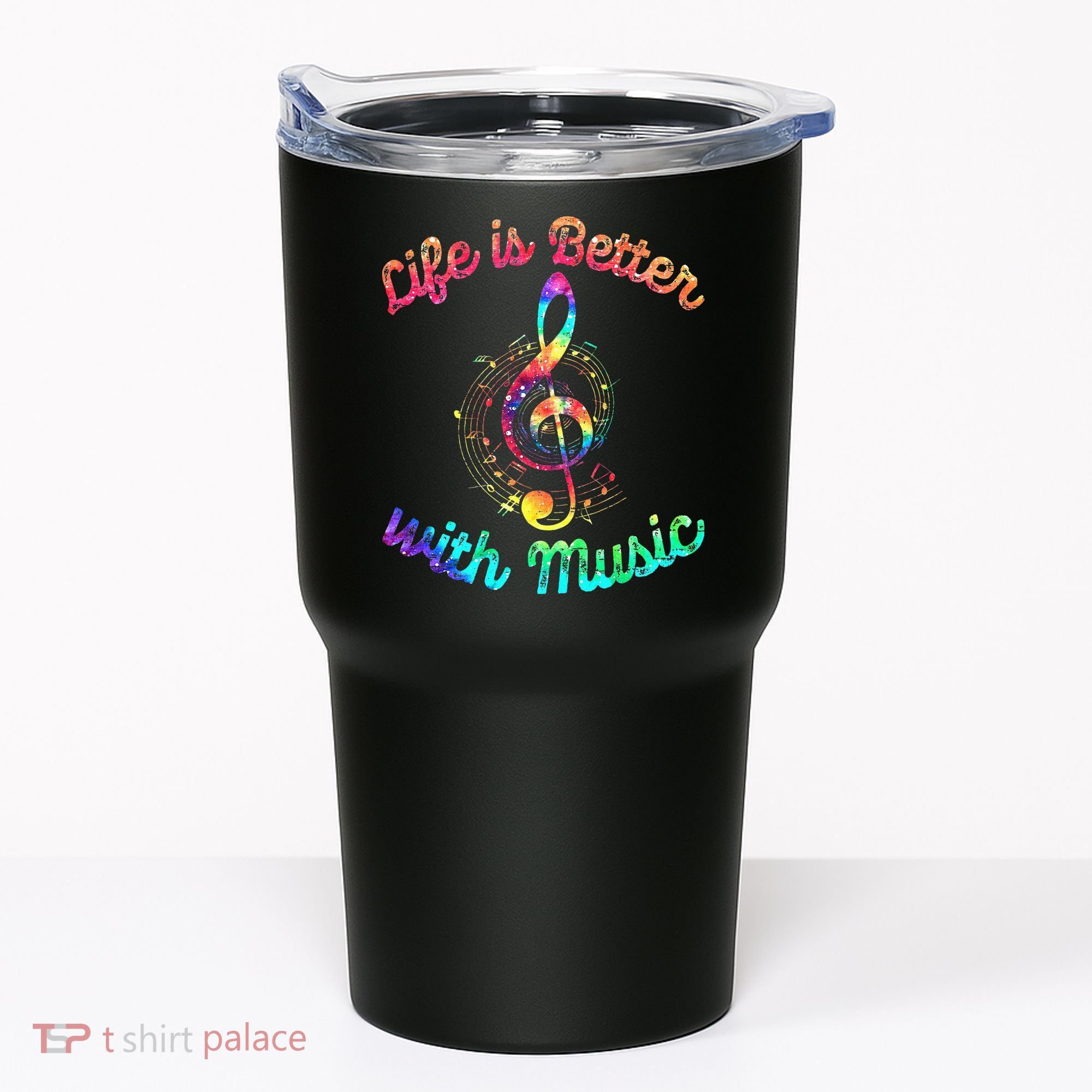 Life Is Better With Music Notes Symbol Tie Dye Musician Tumbler