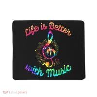 Life Is Better With Music Notes Symbol Tie Dye Musician Mousepad thumb 0