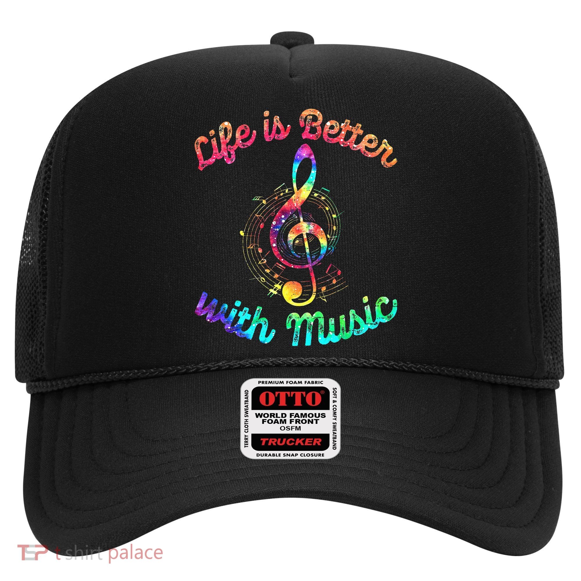 Life Is Better With Music Notes Symbol Tie Dye Musician Hat