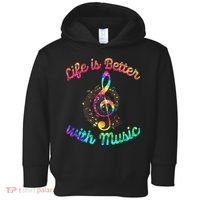 Life Is Better With Music Notes Symbol Tie Dye Musician Toddler Hoodie thumb 0