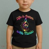 Life Is Better With Music Notes Symbol Tie Dye Musician Toddler T-Shirt thumb 2