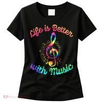Life Is Better With Music Notes Symbol Tie Dye Musician Women's T-Shirt thumb 0