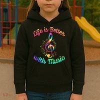 Life Is Better With Music Notes Symbol Tie Dye Musician Kids Hoodie thumb 3