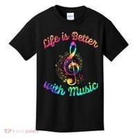 Life Is Better With Music Notes Symbol Tie Dye Musician Kids T-Shirt thumb 0