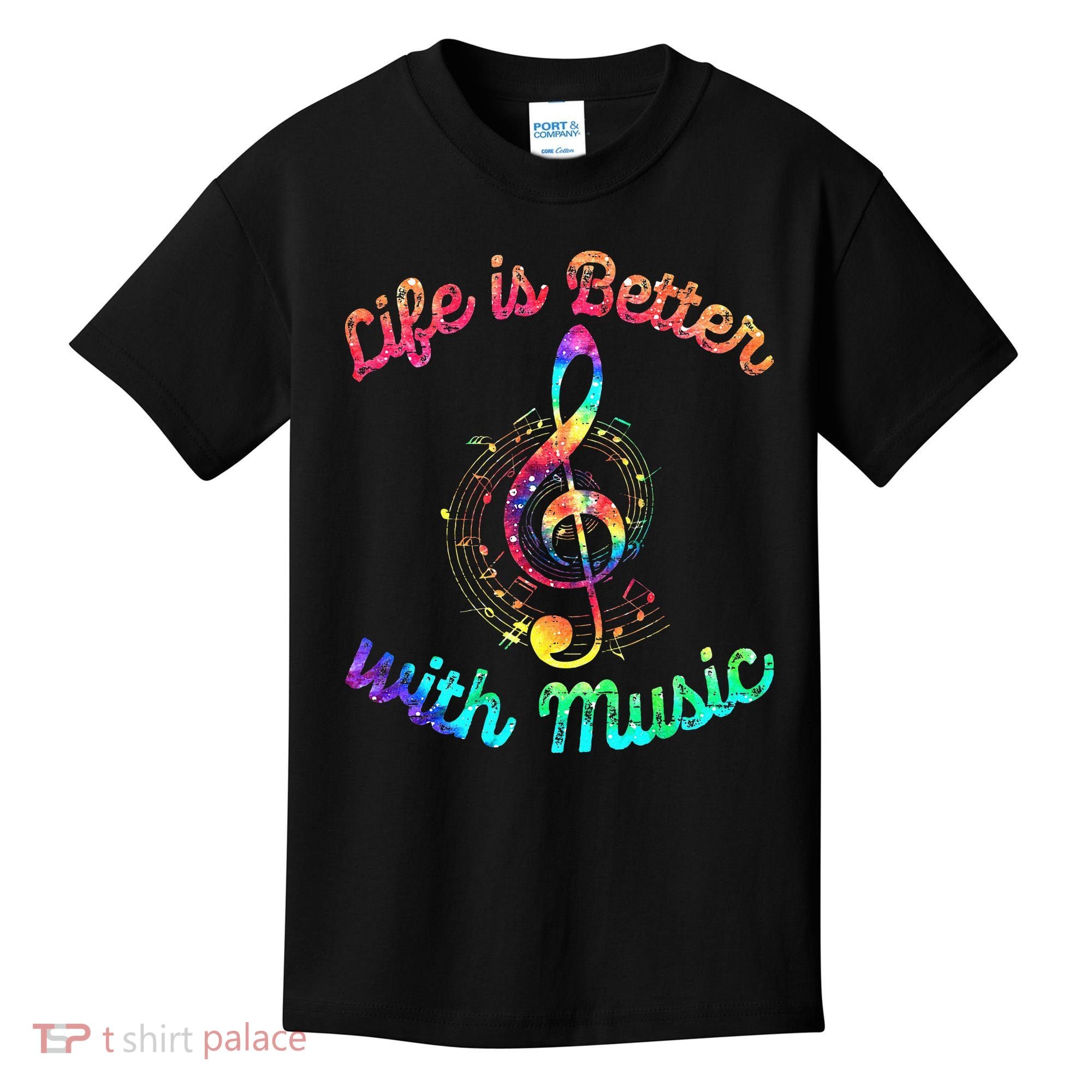 Life Is Better With Music Notes Symbol Tie Dye Musician Kids T-Shirt