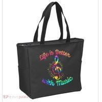 Life Is Better With Music Notes Symbol Tie Dye Musician Tote Bag thumb 2