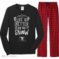 Life Is Better On Snow Skiing Ski Skier Gift Long Sleeve Pajama Set thumb 0