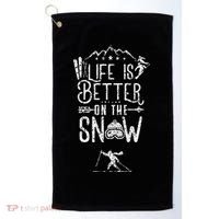 Life Is Better On Snow Skiing Ski Skier Gift Golf Towel thumb 0