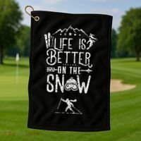 Life Is Better On Snow Skiing Ski Skier Gift Golf Towel thumb 1