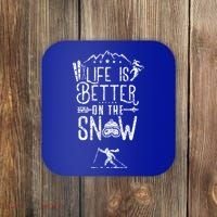 Life Is Better On Snow Skiing Ski Skier Gift Coaster thumb 0