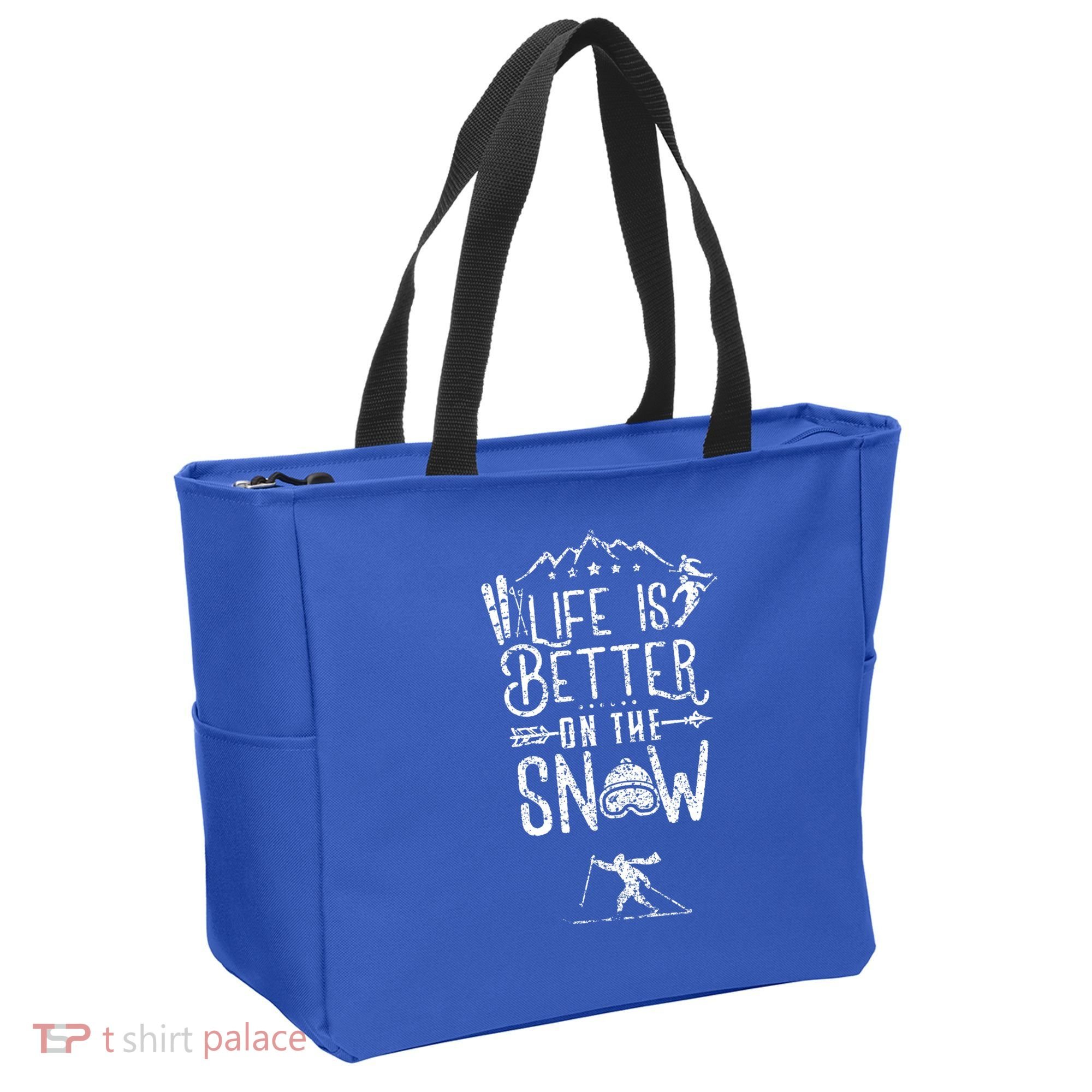 Life Is Better On Snow Skiing Ski Skier Gift Tote Bag
