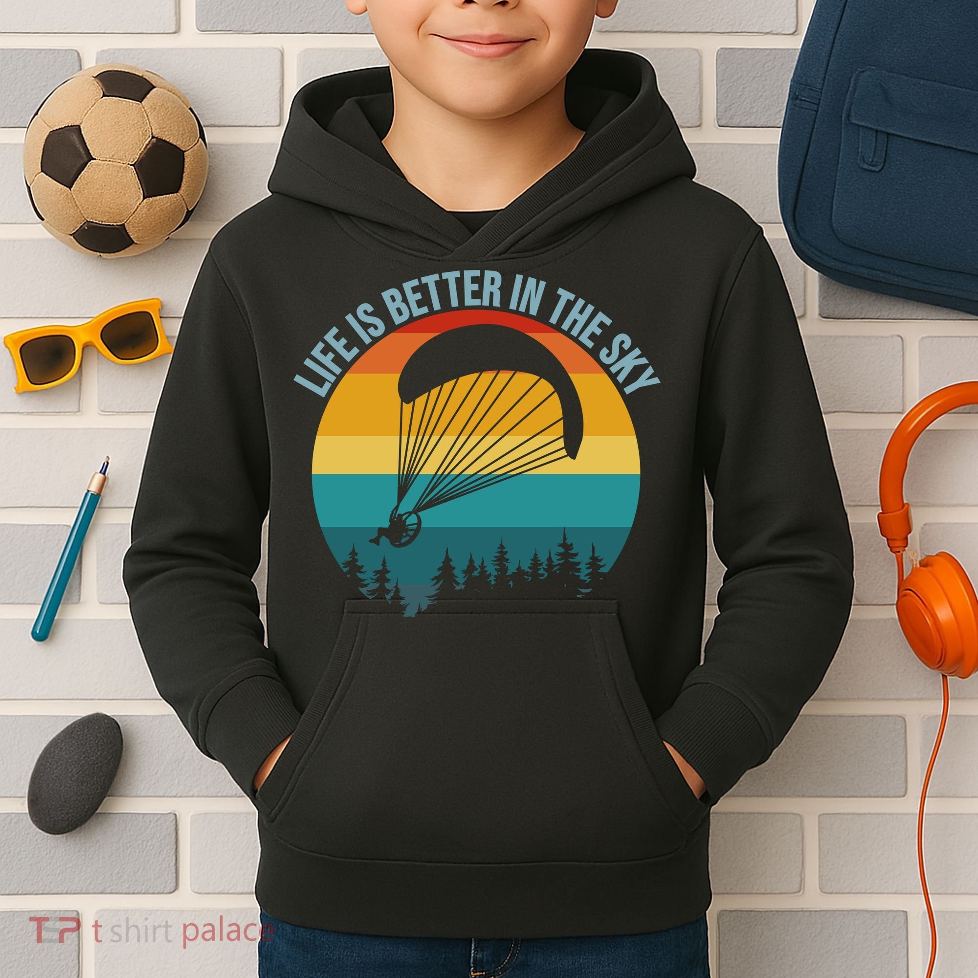 Life Is Better In The Sky Paramotor Pilot Gift Kids Hoodie