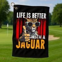 Life Is Better With A Jaguar Funny Jaguars Golf Towel thumb 1