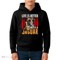 Life Is Better With A Jaguar Funny Jaguars Kids Hoodie thumb 4