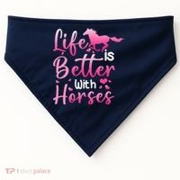 Life Is Better With Horses Horseback Riding Gift Girls Wo USA-Made Doggie Bandana thumb 0