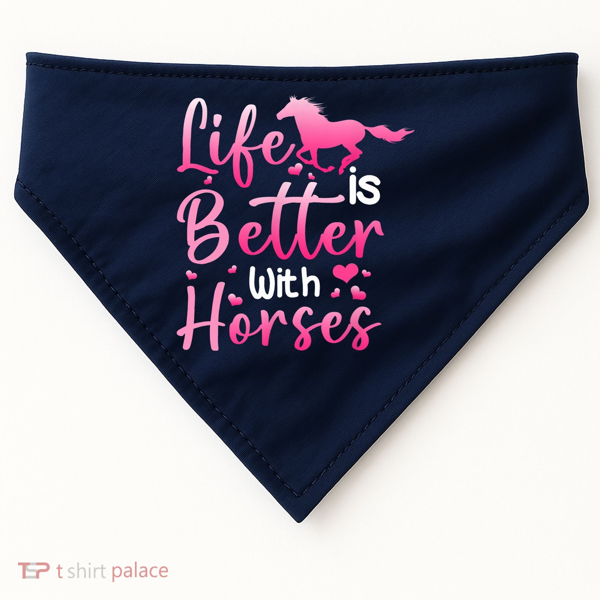 Life Is Better With Horses Horseback Riding Gift Girls Wo USA-Made Doggie Bandana