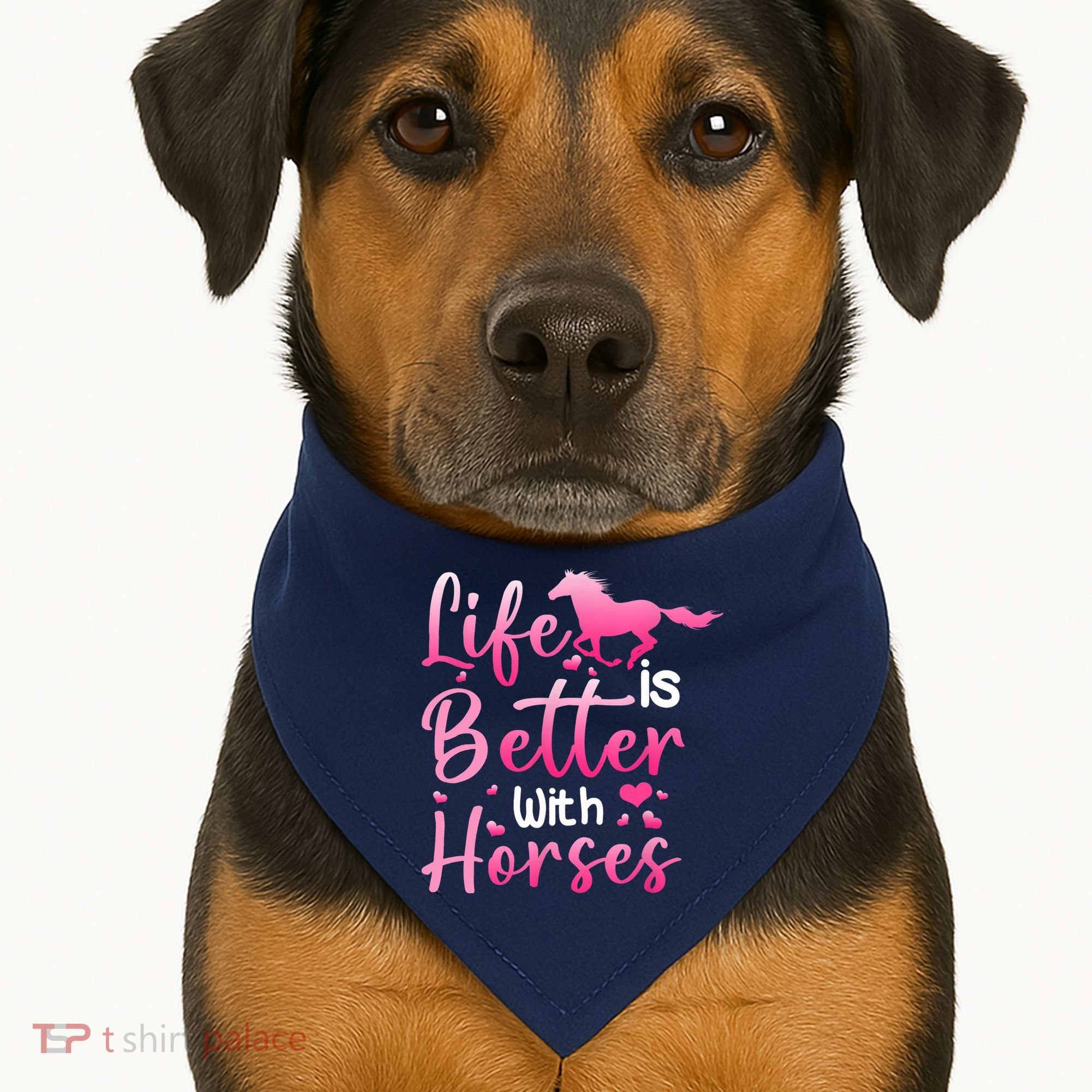 Life Is Better With Horses Horseback Riding Gift Girls Wo USA-Made Doggie Bandana