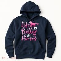 Life Is Better With Horses Horseback Riding Gift Girls Wo Hoodie thumb 0