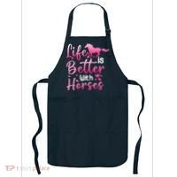 Life Is Better With Horses Horseback Riding Gift Girls Wo Apron thumb 0