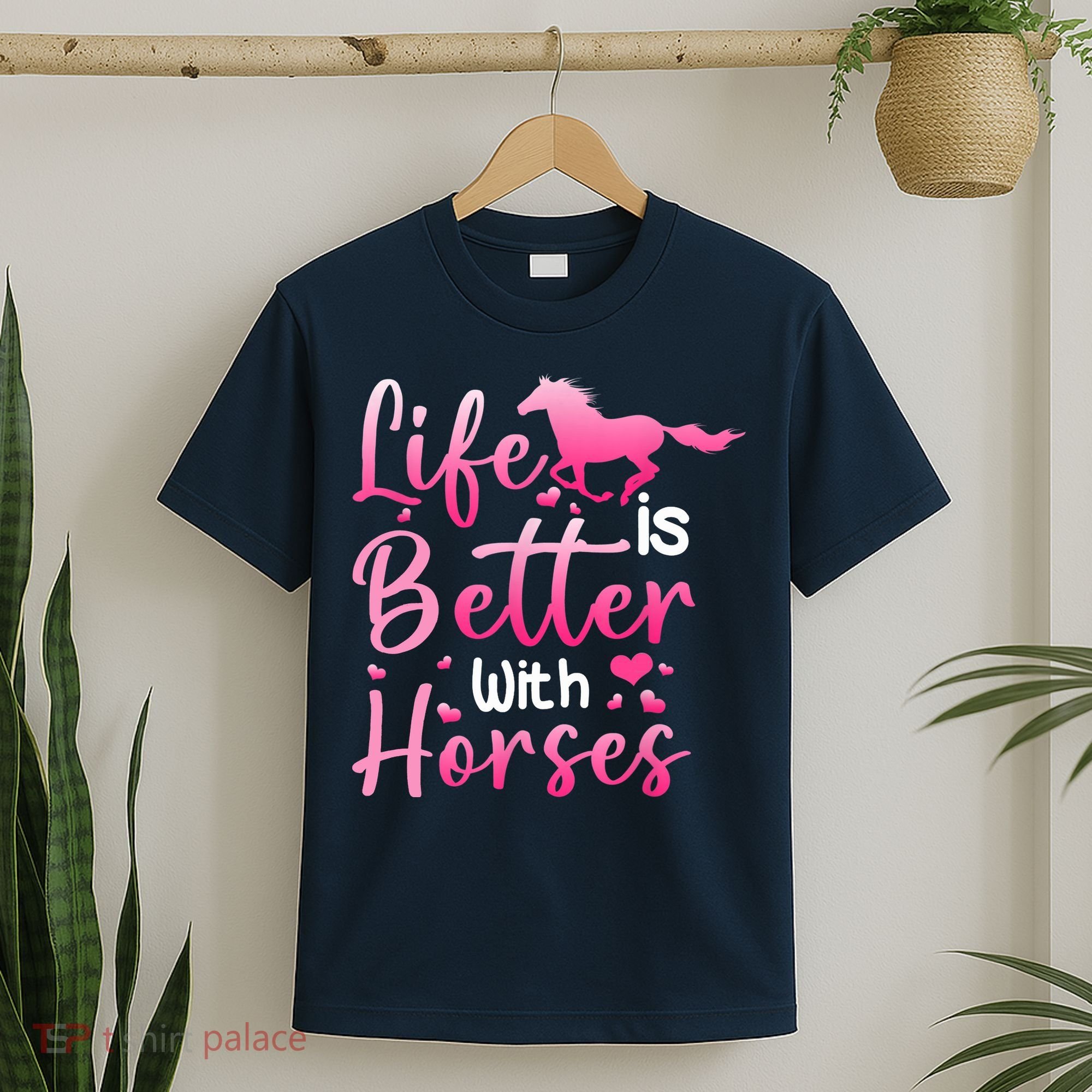 Life Is Better With Horses Horseback Riding Gift Girls Wo T-Shirt