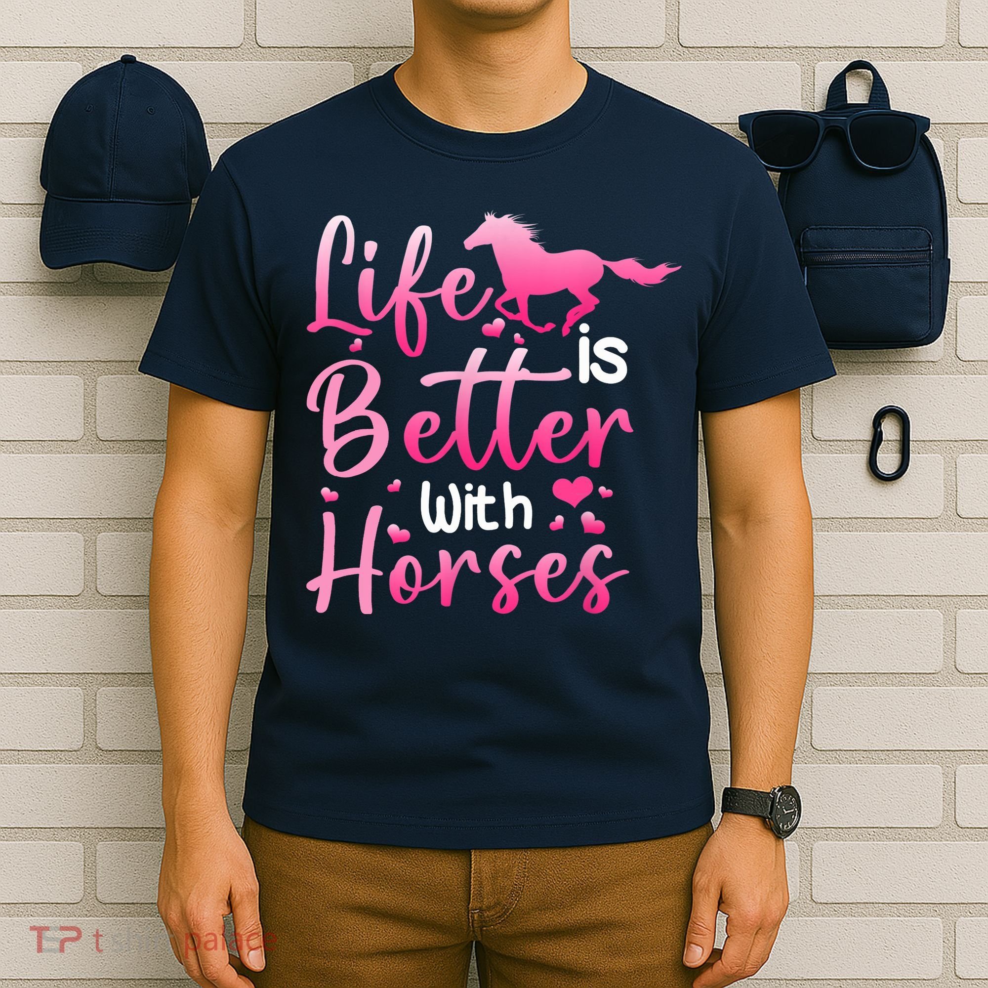 Life Is Better With Horses Horseback Riding Gift Girls Wo T-Shirt