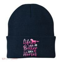 Life Is Better With Horses Horseback Riding Gift Girls Wo Beanie thumb 0