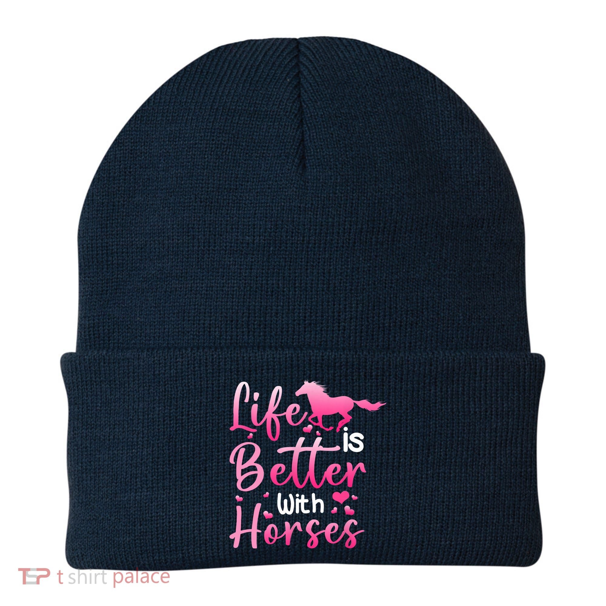 Life Is Better With Horses Horseback Riding Gift Girls Wo Beanie