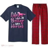 Life Is Better With Horses Horseback Riding Gift Girls Wo Pajama Set thumb 0