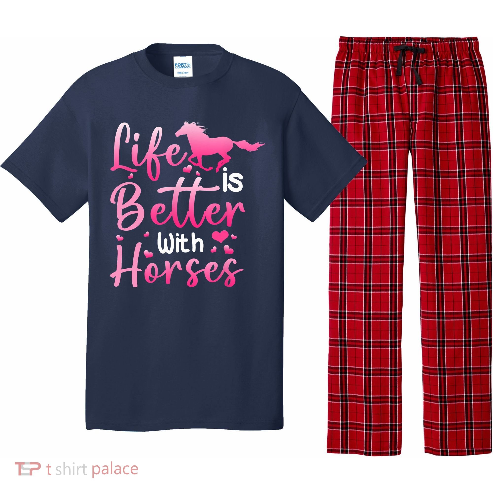 Life Is Better With Horses Horseback Riding Gift Girls Wo Pajama Set