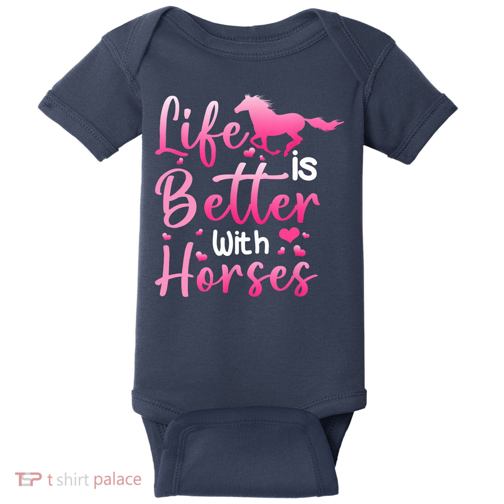 Life Is Better With Horses Horseback Riding Gift Girls Wo Baby Bodysuit