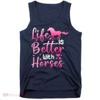 Life Is Better With Horses Horseback Riding Gift Girls Wo Tank Top thumb 0