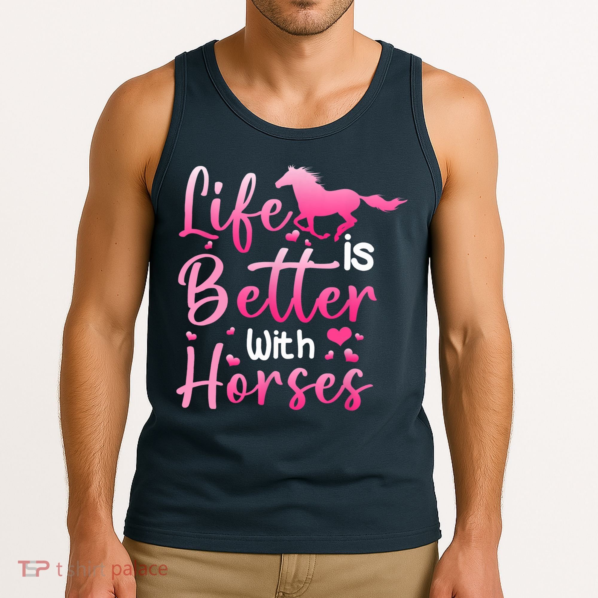 Life Is Better With Horses Horseback Riding Gift Girls Wo Tank Top