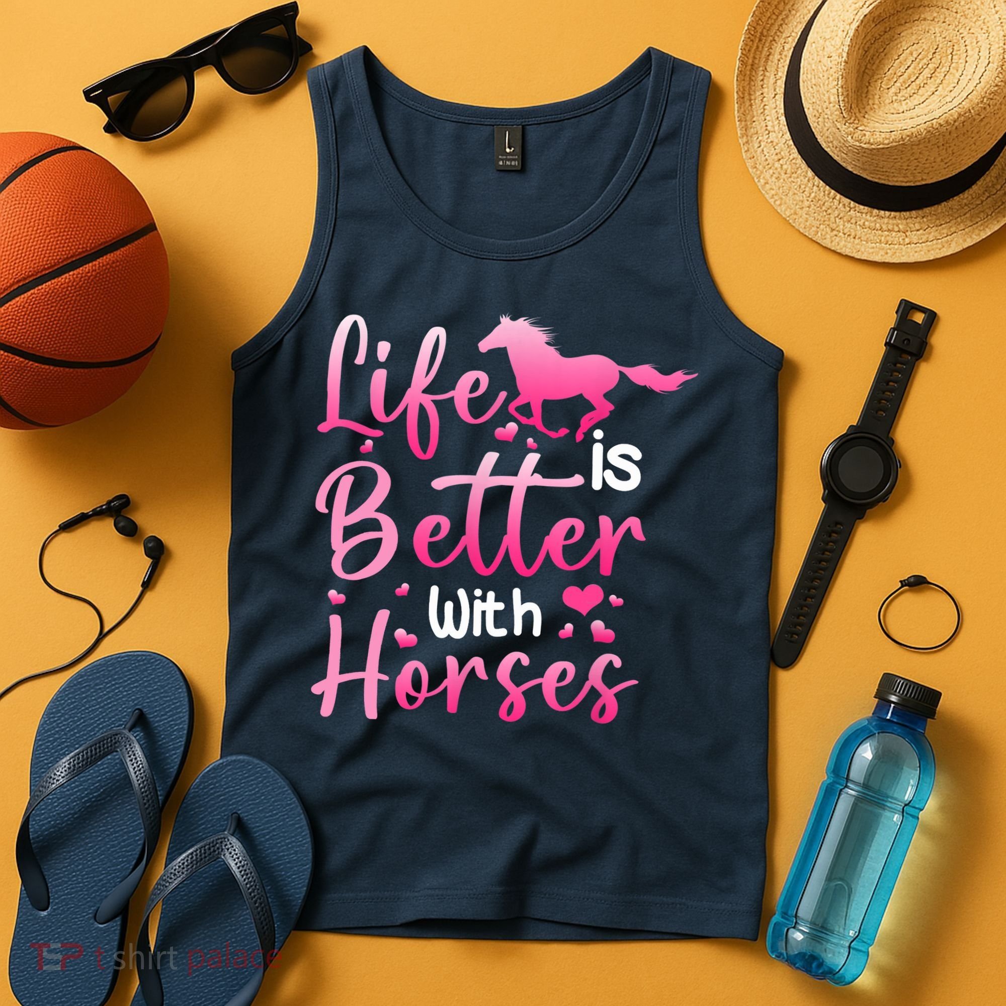 Life Is Better With Horses Horseback Riding Gift Girls Wo Tank Top