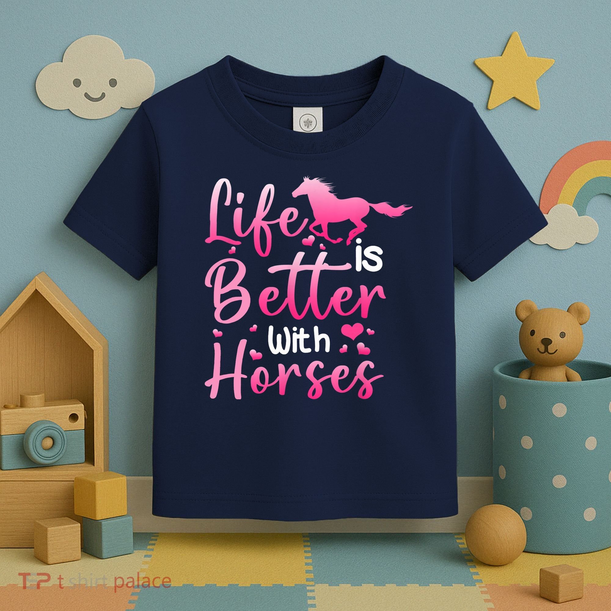 Life Is Better With Horses Horseback Riding Gift Girls Wo Toddler T-Shirt