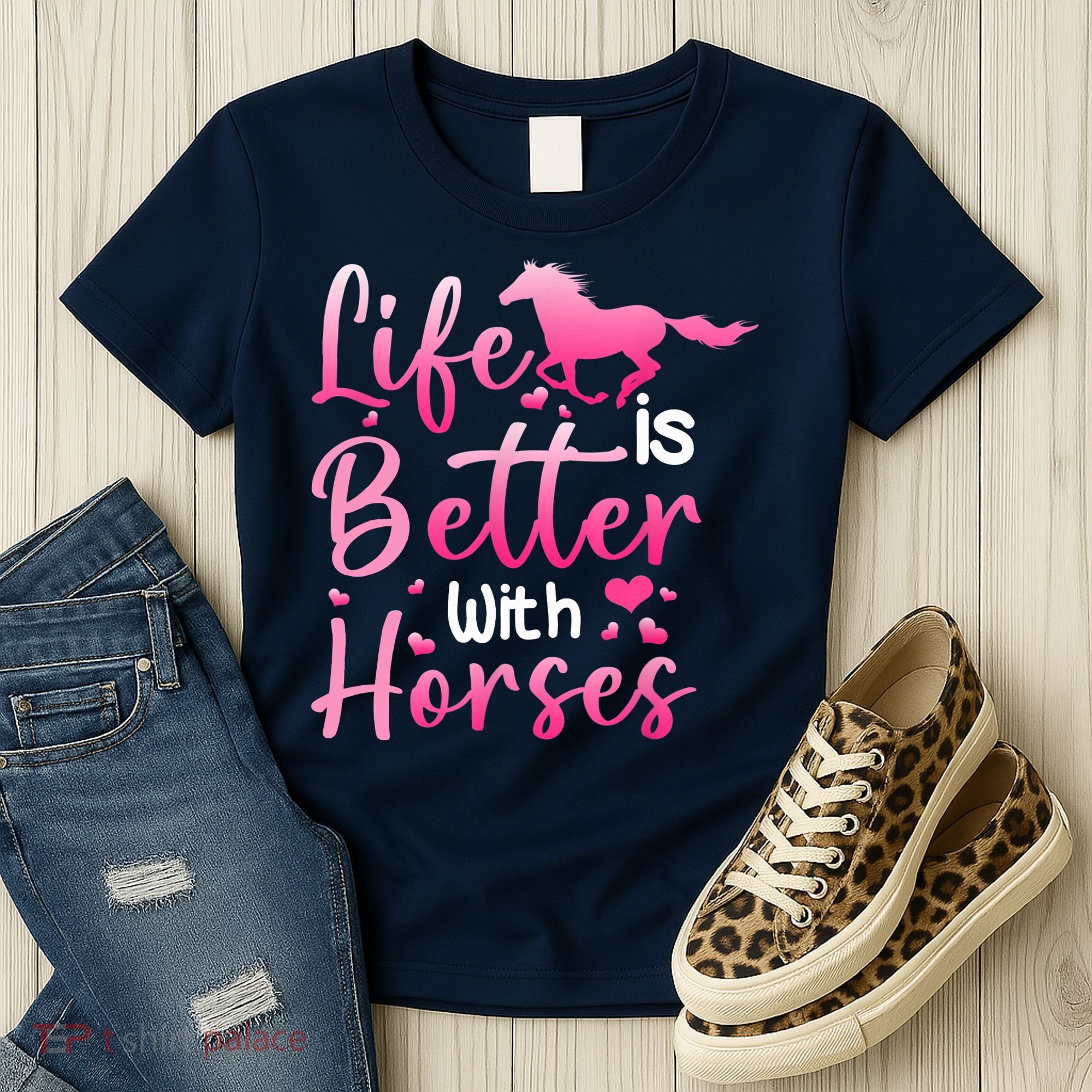 Life Is Better With Horses Horseback Riding Gift Girls Wo Women's T-Shirt